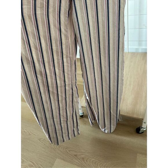 Hot Miami Styles pinstripe strappy jumpsuit flutter sleeves slit legs medium - Picture 5 of 13